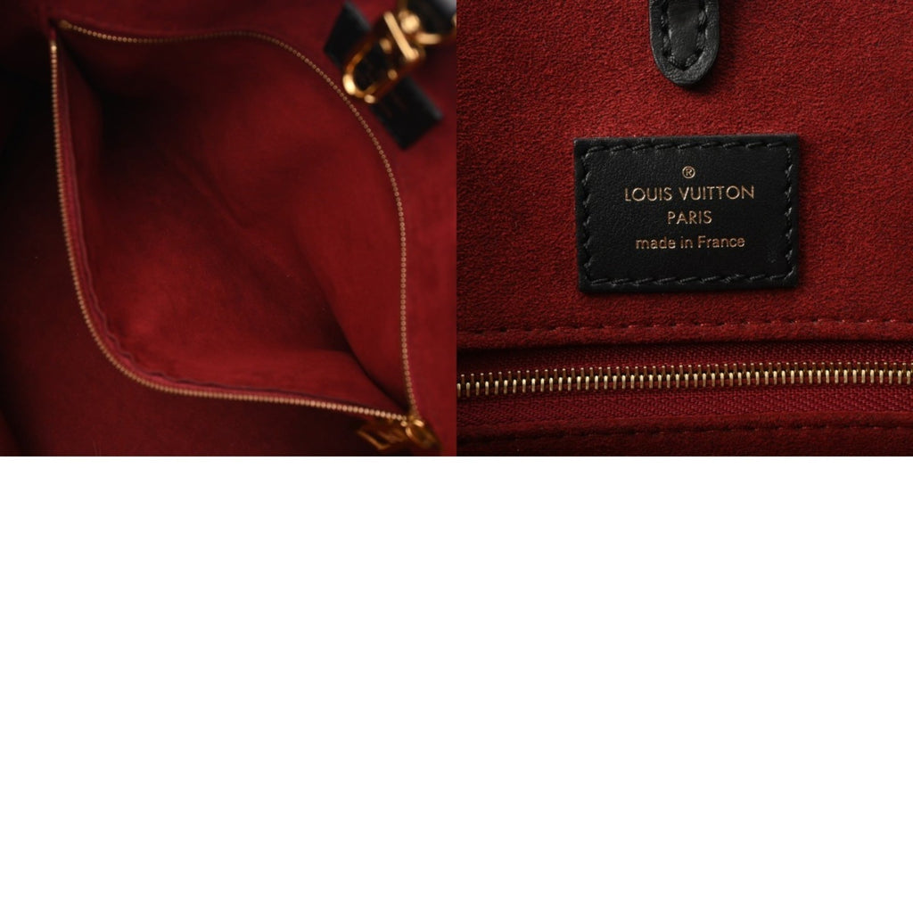Louis Vuitton Beige Black Leather Handbag (Pre-Owned)