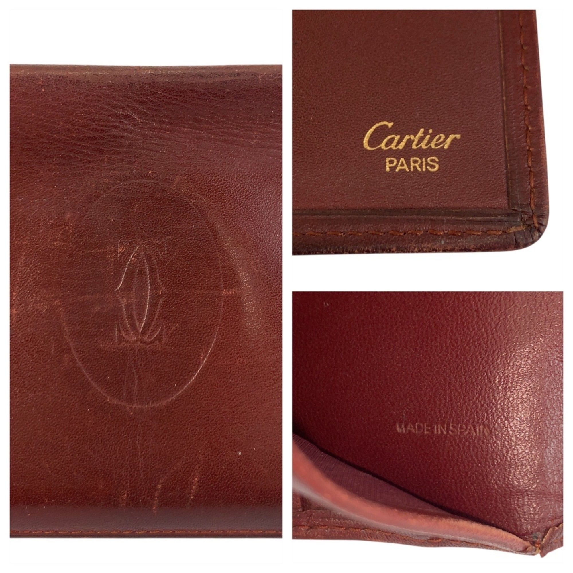 Cartier Bordeaux Leather Long Wallet (Bi-Fold) (Pre-Owned)