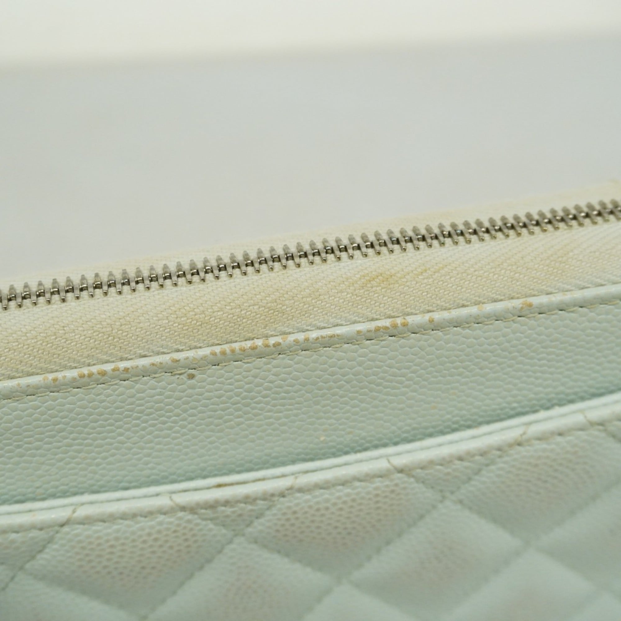 Chanel Light Blue Grained Calfskin Long Wallet (Bi-Fold) (Pre-Owned)