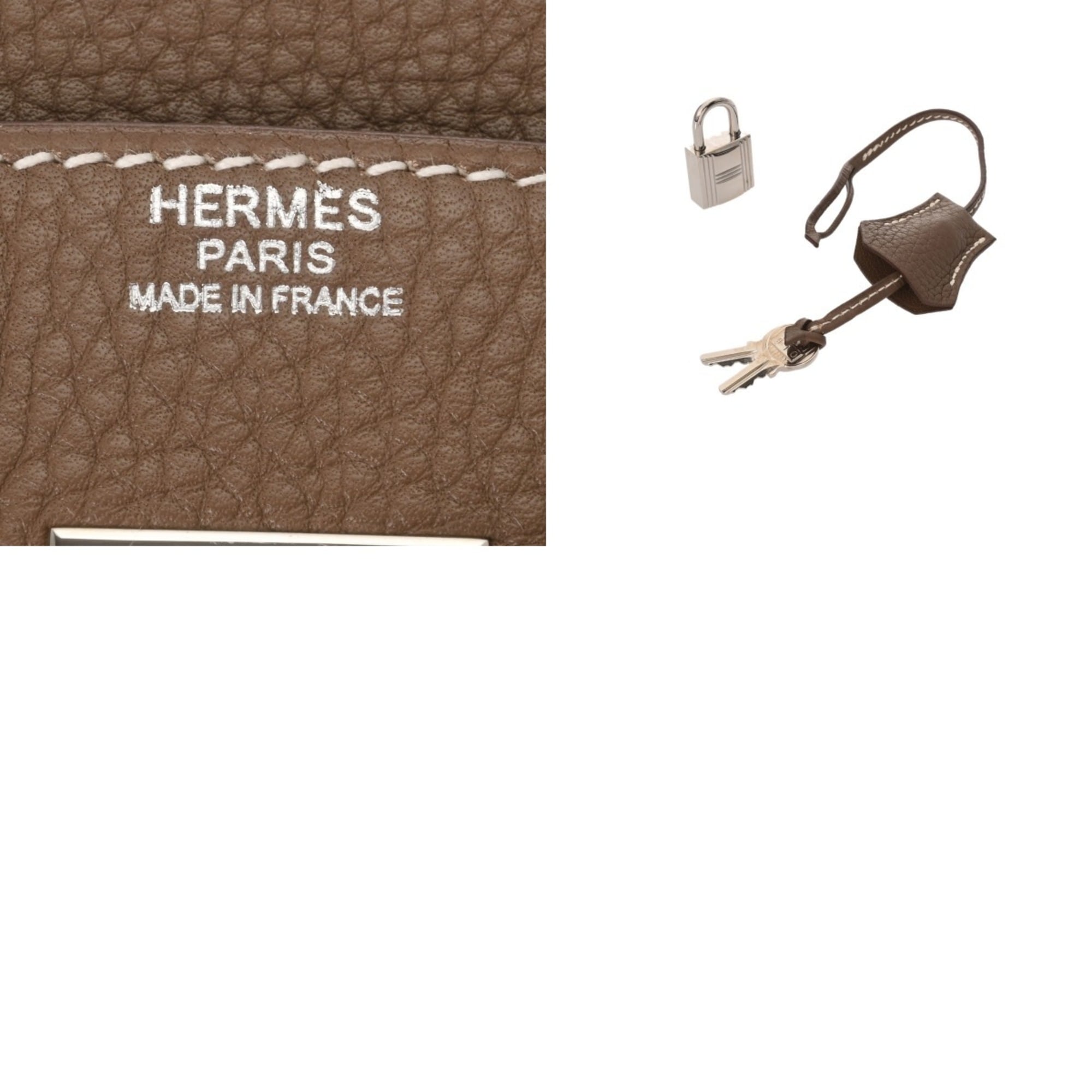 Hermes Etoupe Gray Taurillon Clemence Leather Handbag (Pre-Owned)