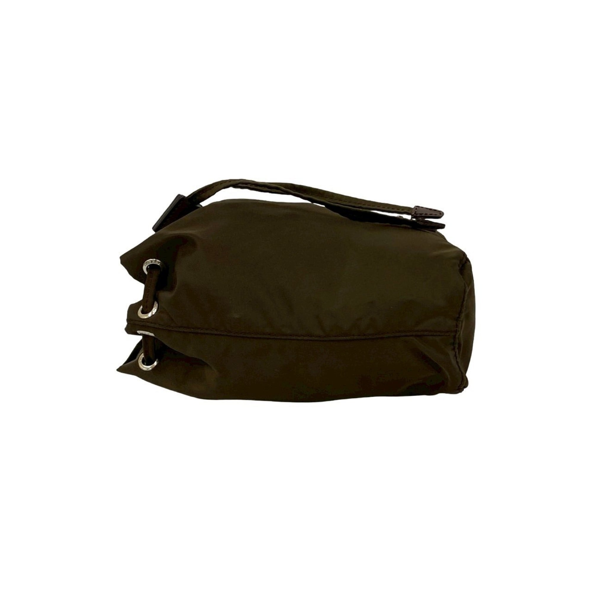 Prada Brown Khaki Leather Nylon Handbag (Pre-Owned)