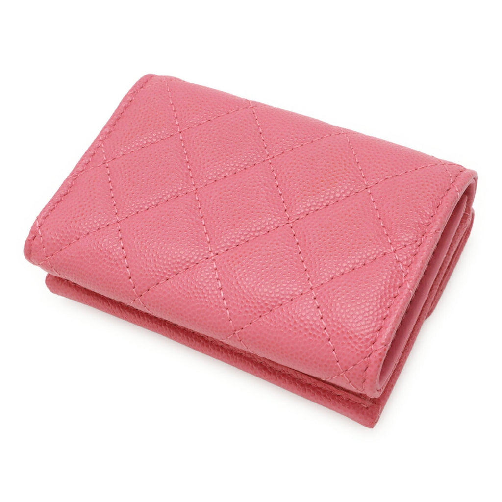 Chanel Pink Grained Calfskin Wallet (Tri-Fold) (Pre-Owned)