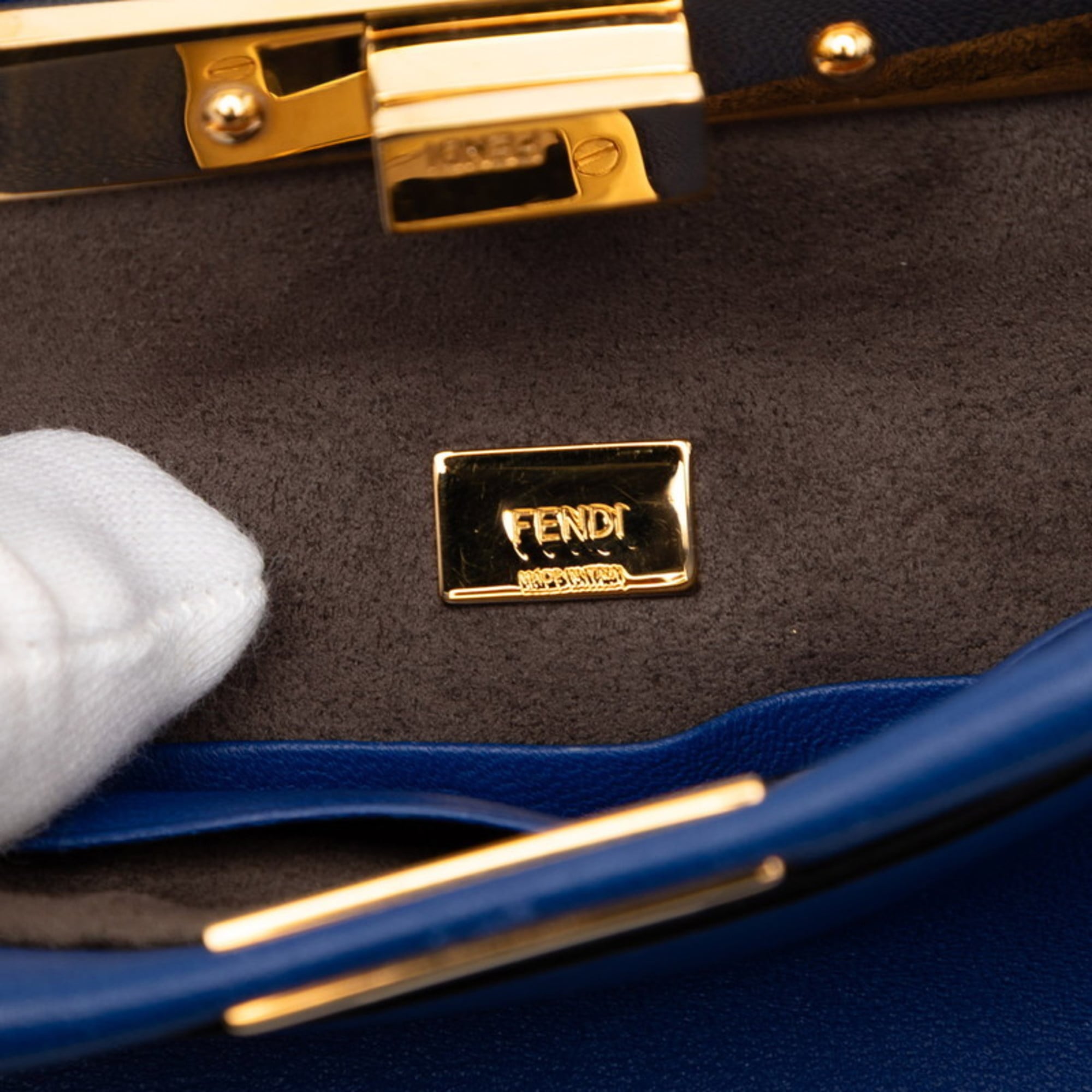Fendi Blue Leather Handbag Shoulder Bag (Pre-Owned)