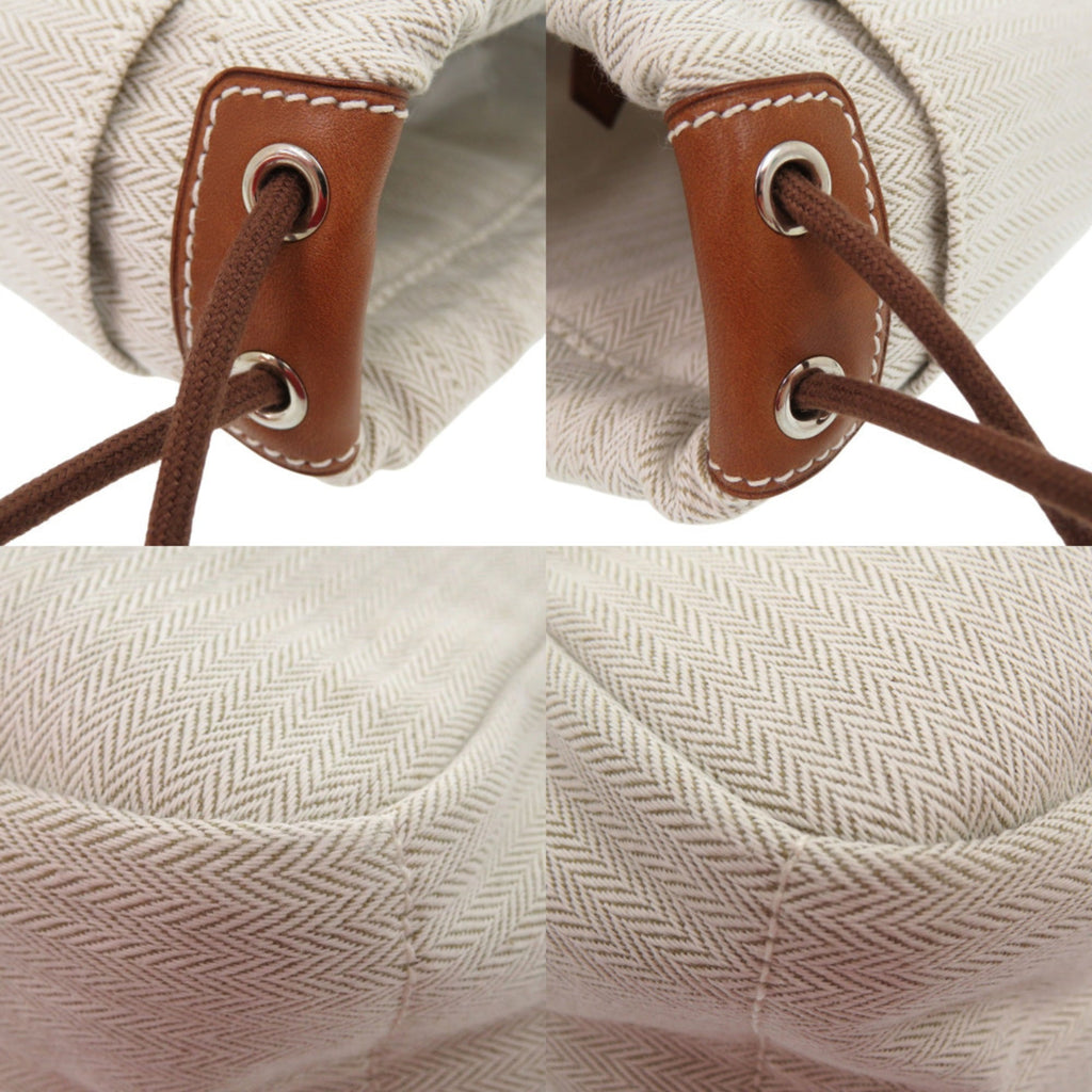 Hermes Natural Toile Chevron Leather Pouch (Pre-Owned)