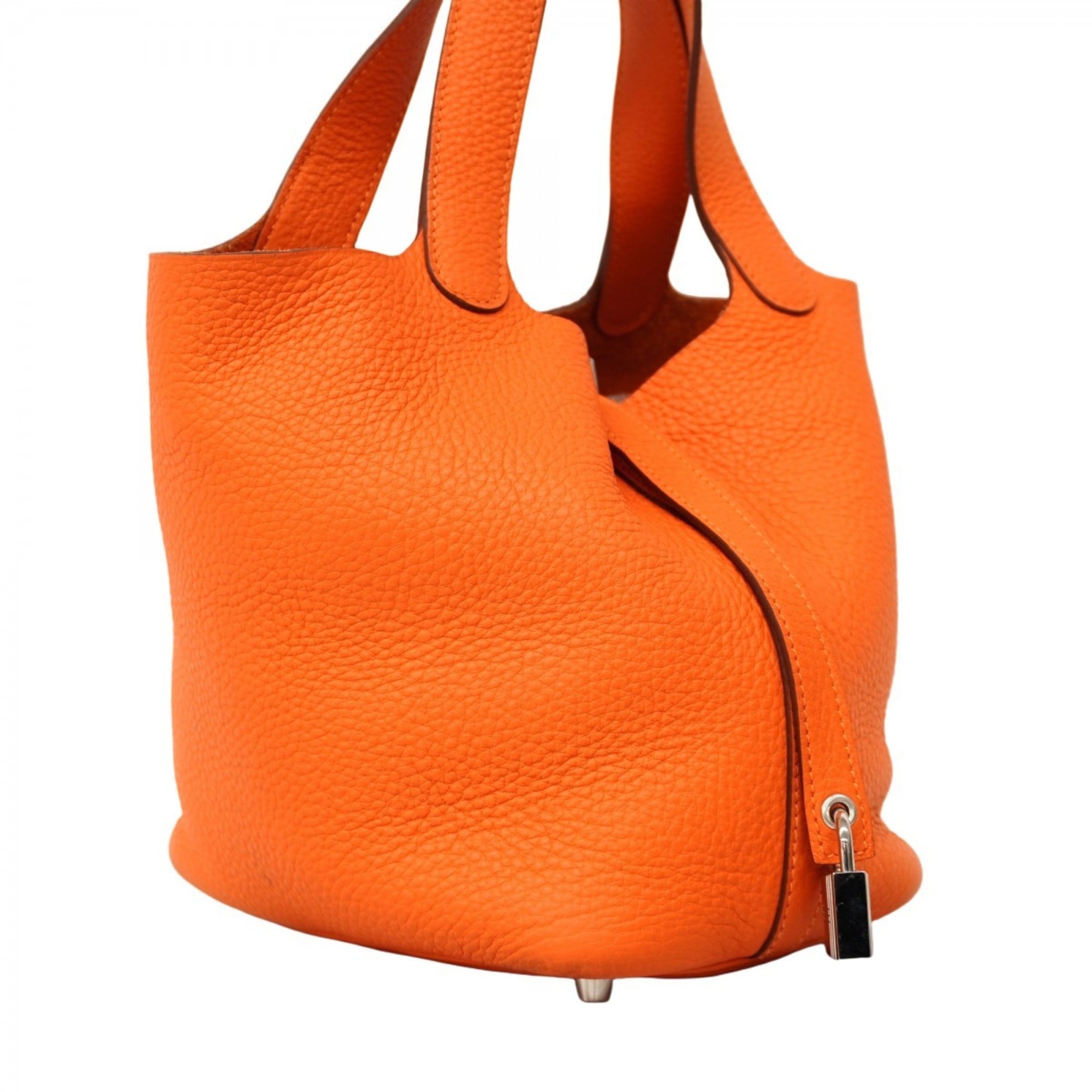 Hermes Orange Taurillon Clemence Leather Handbag (Pre-Owned)