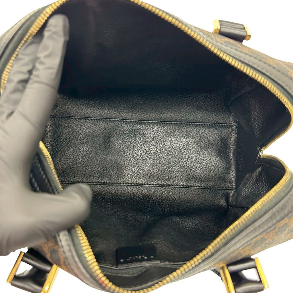 Celine Black Brown Leather Pvc Boston Bag Handbag (Pre-Owned)