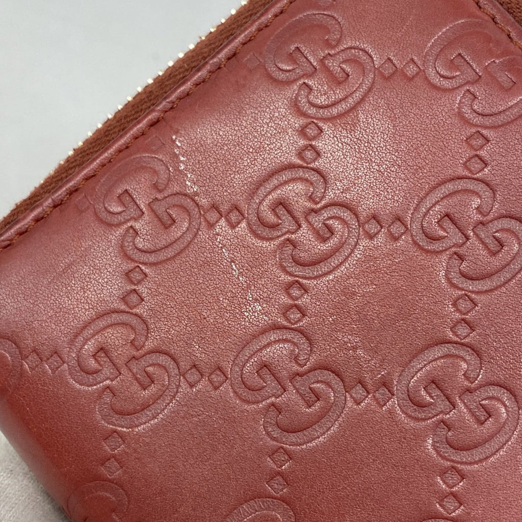 Gucci Red Color Leather Long Wallet (Bi-Fold) (Pre-Owned)