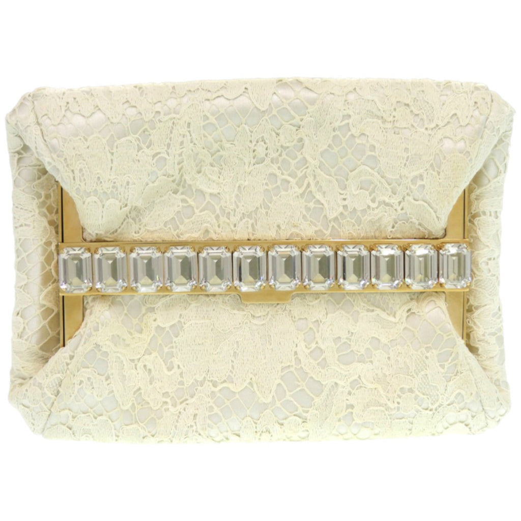 Dolce & Gabbana Off-White Metal Leather Clutch Bag (Pre-Owned)