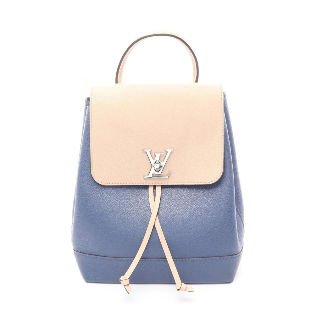 Louis Vuitton Beige Blue Leather Backpack (Pre-Owned)