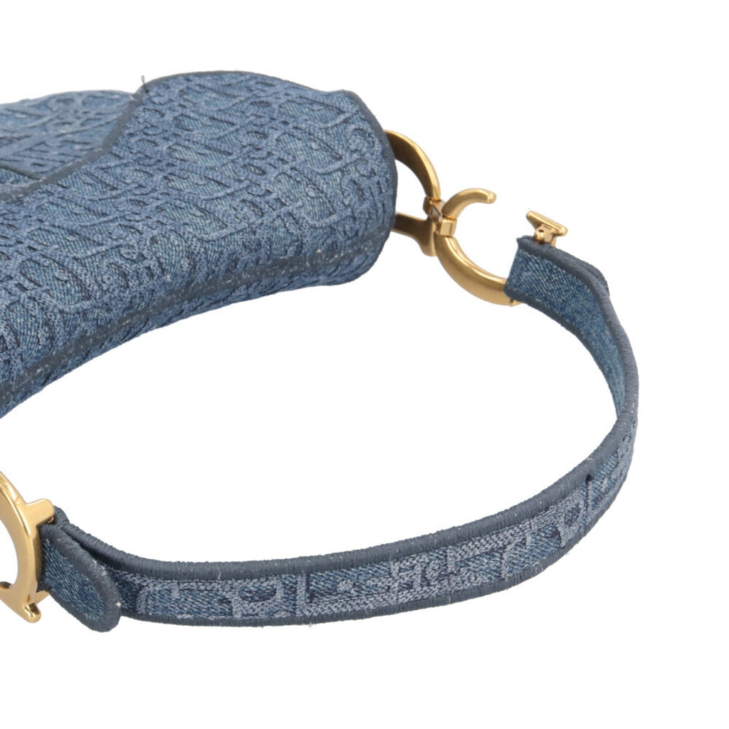 Christian Dior Blue Denim Saddle Bag Shoulder Bag (Pre-Owned)