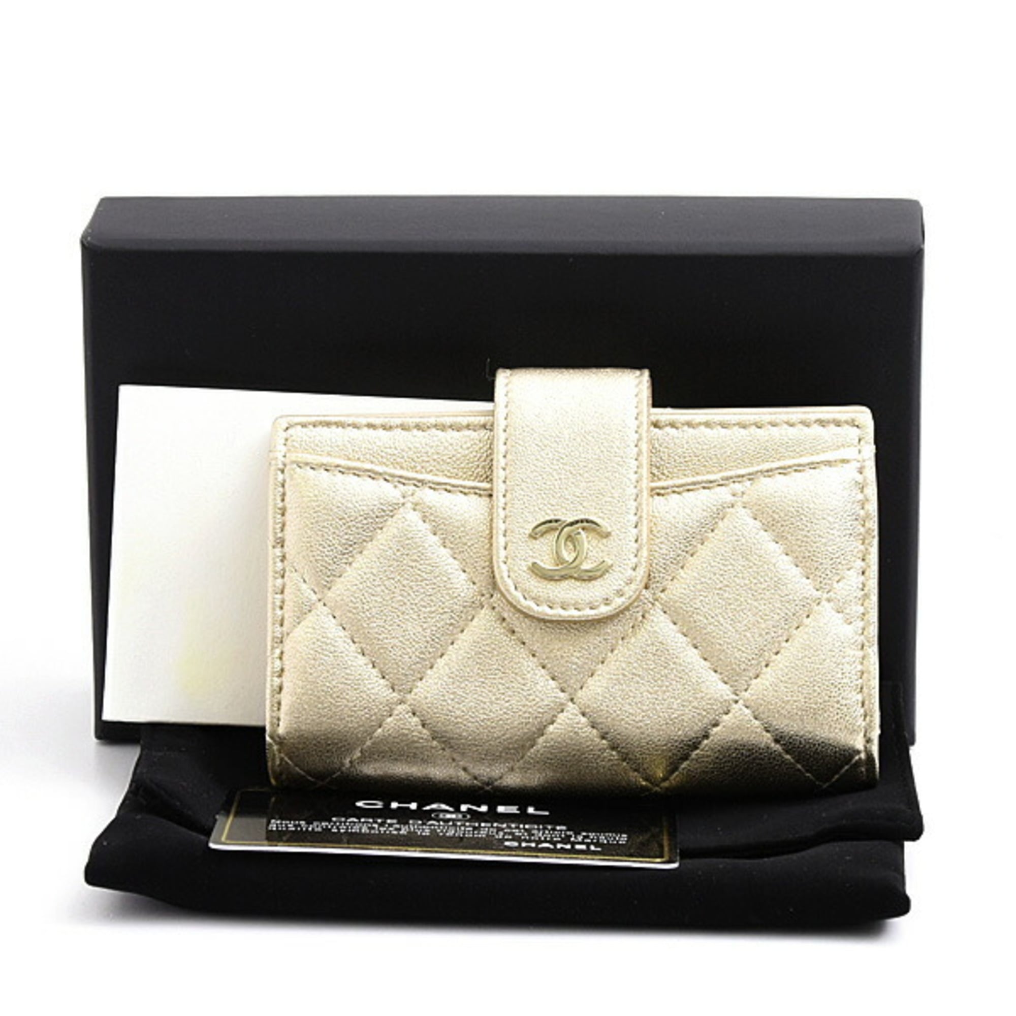 Chanel Matelasse Gold Leather Wallet (Bi-Fold) (Pre-Owned)