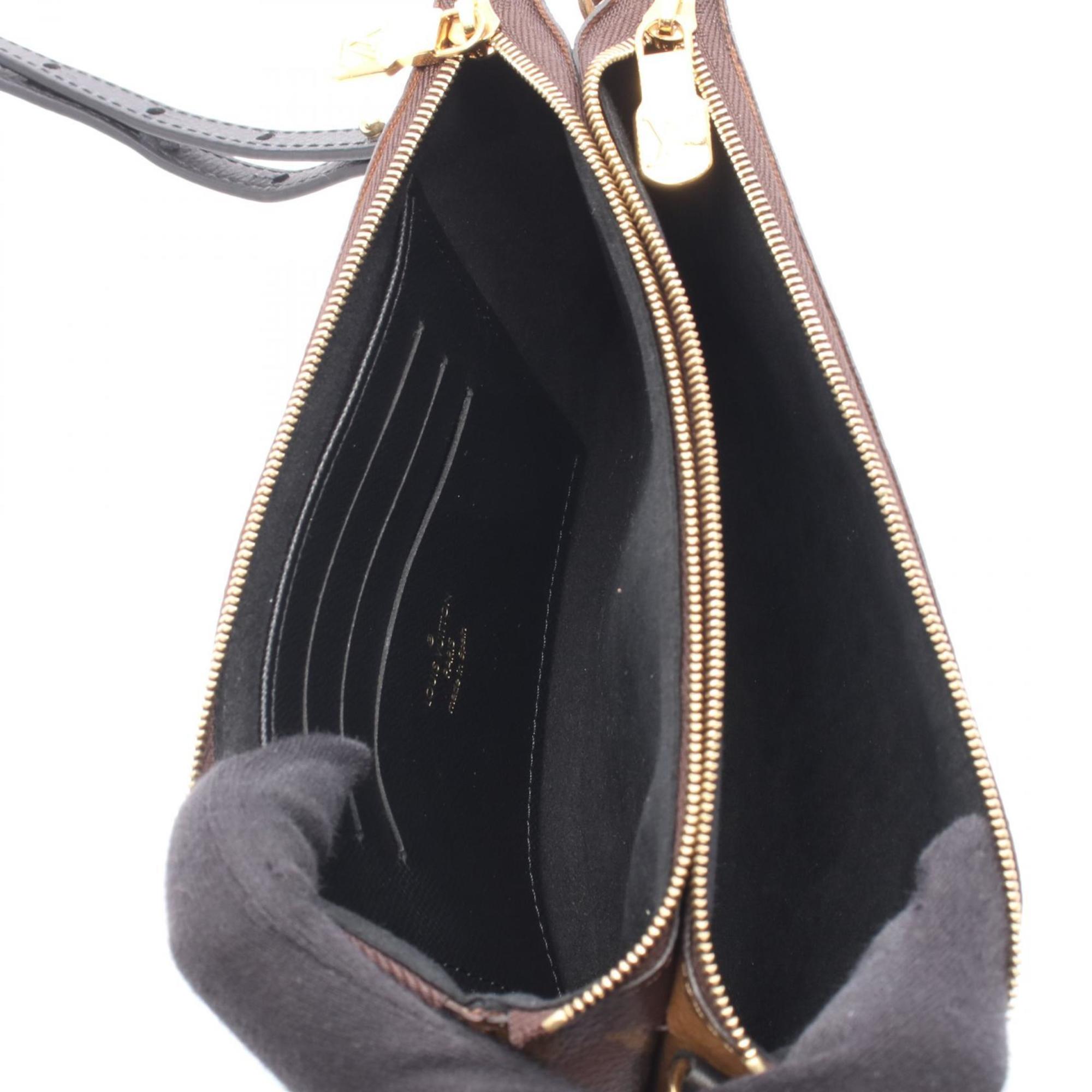 Louis Vuitton Beige Brown Monogram Coated Canvas Leather Pochette Shoulder Bag (Pre-Owned)