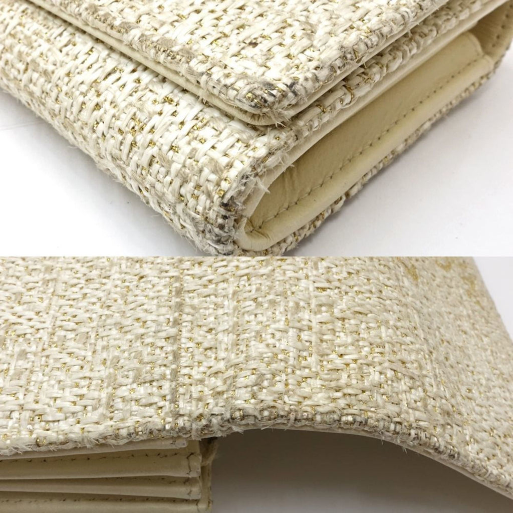 Chanel Off-White Canvas Long Wallet (Bi-Fold) (Pre-Owned)
