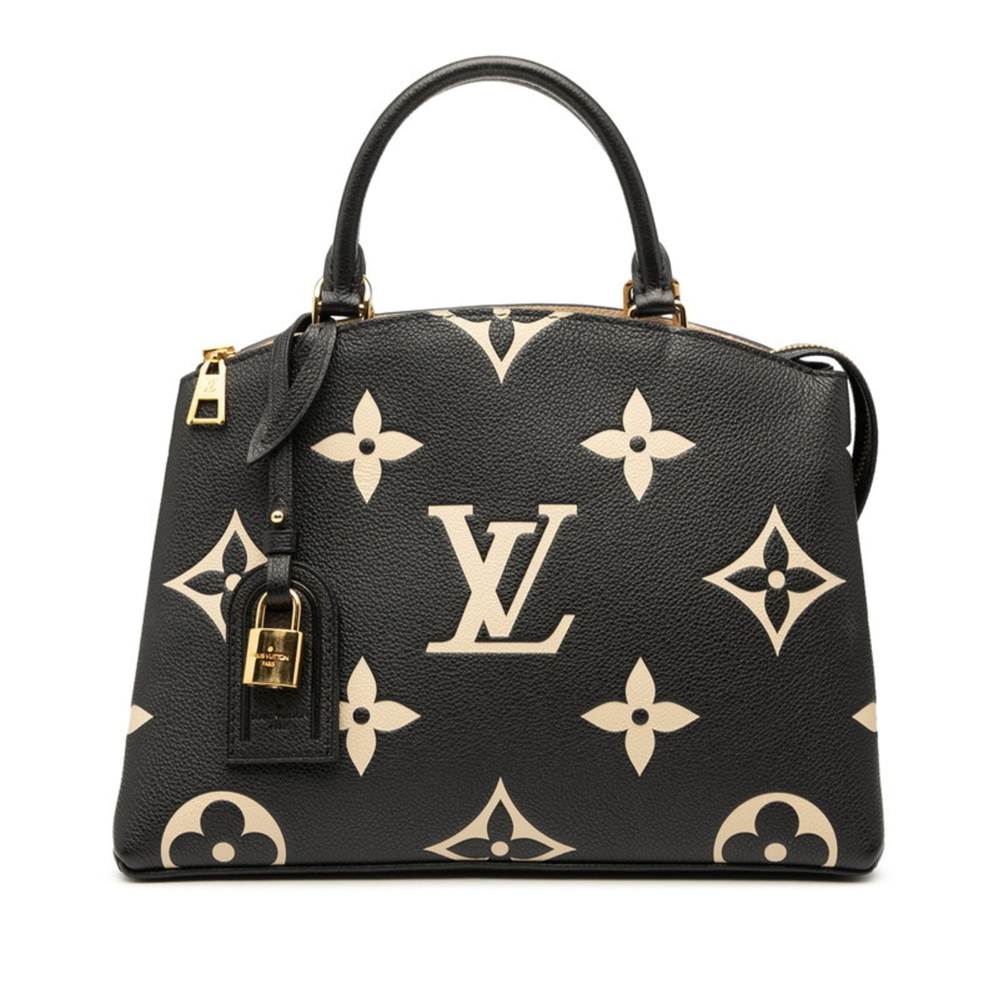 Louis Vuitton Beige Black Leather Handbag (Pre-Owned)