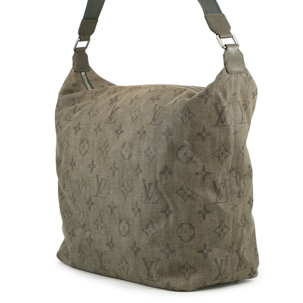 Louis Vuitton Monogram Impression Khaki Denim Shoulder Bag (Pre-Owned)