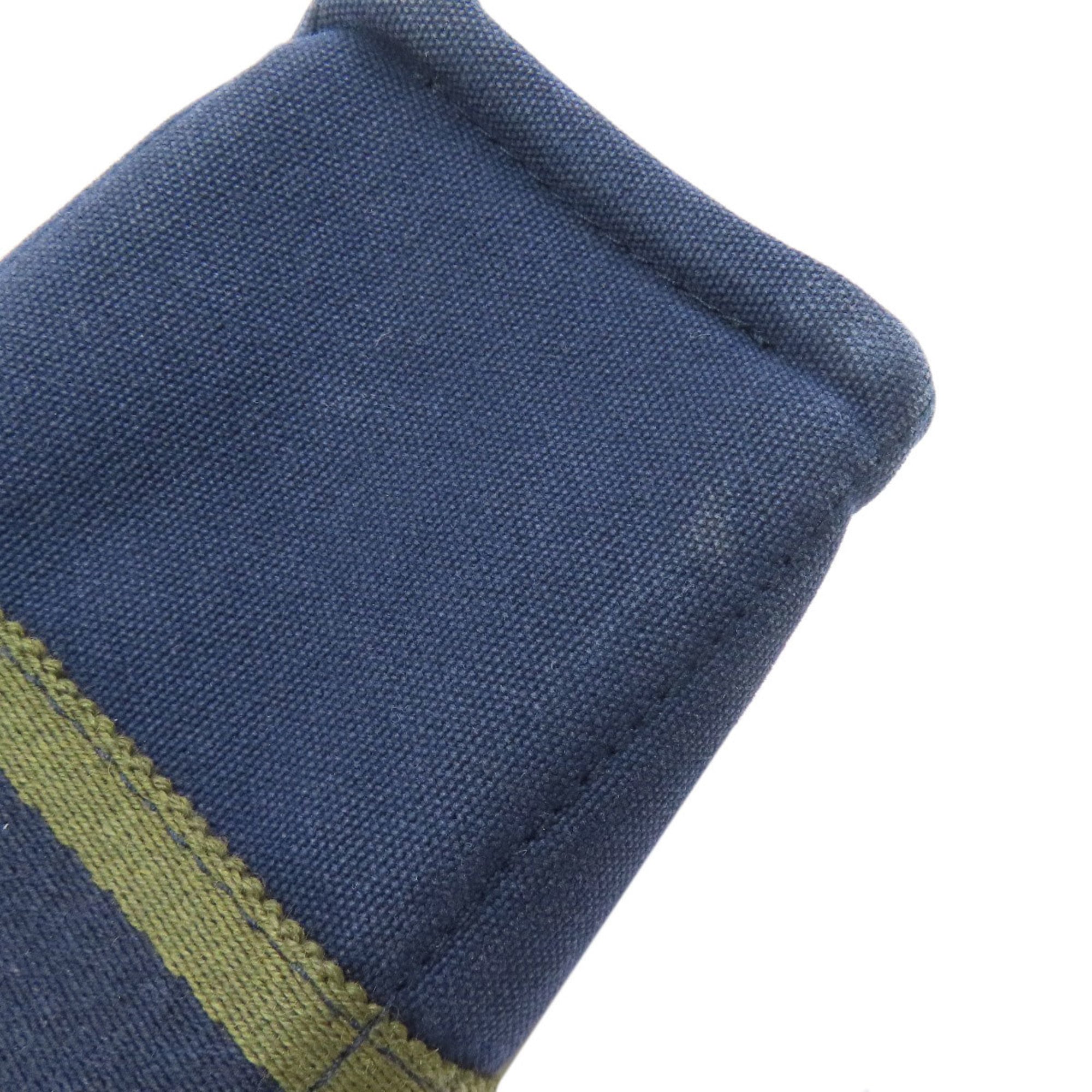 Hermes Green Navy Canvas Handbag (Pre-Owned)