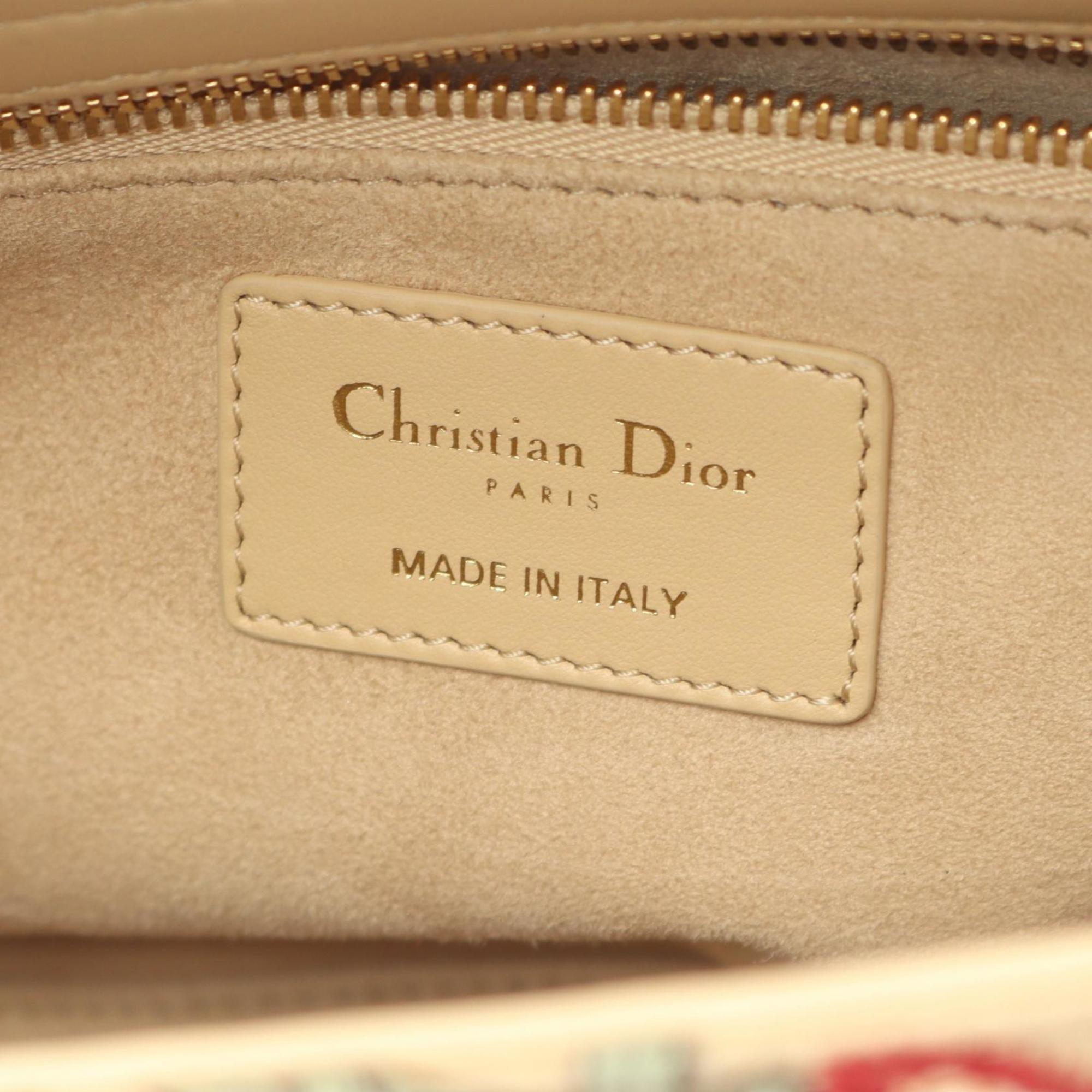 Christian Dior Beige Multi-Color Canvas Leather Handbag (Pre-Owned)