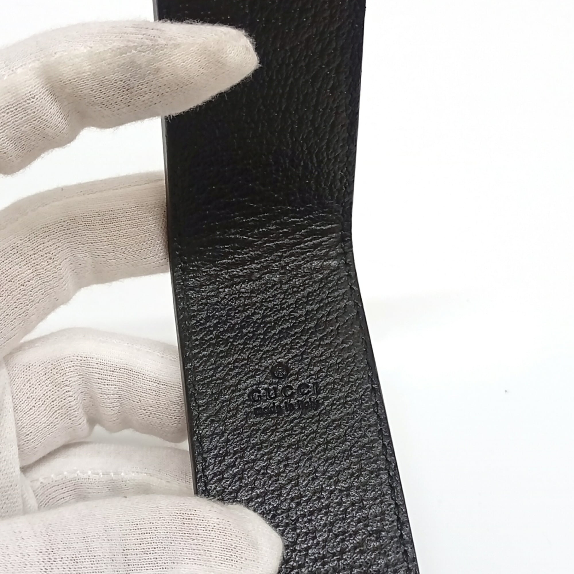 Gucci Gold Black Leather Money Clip (Pre-Owned)