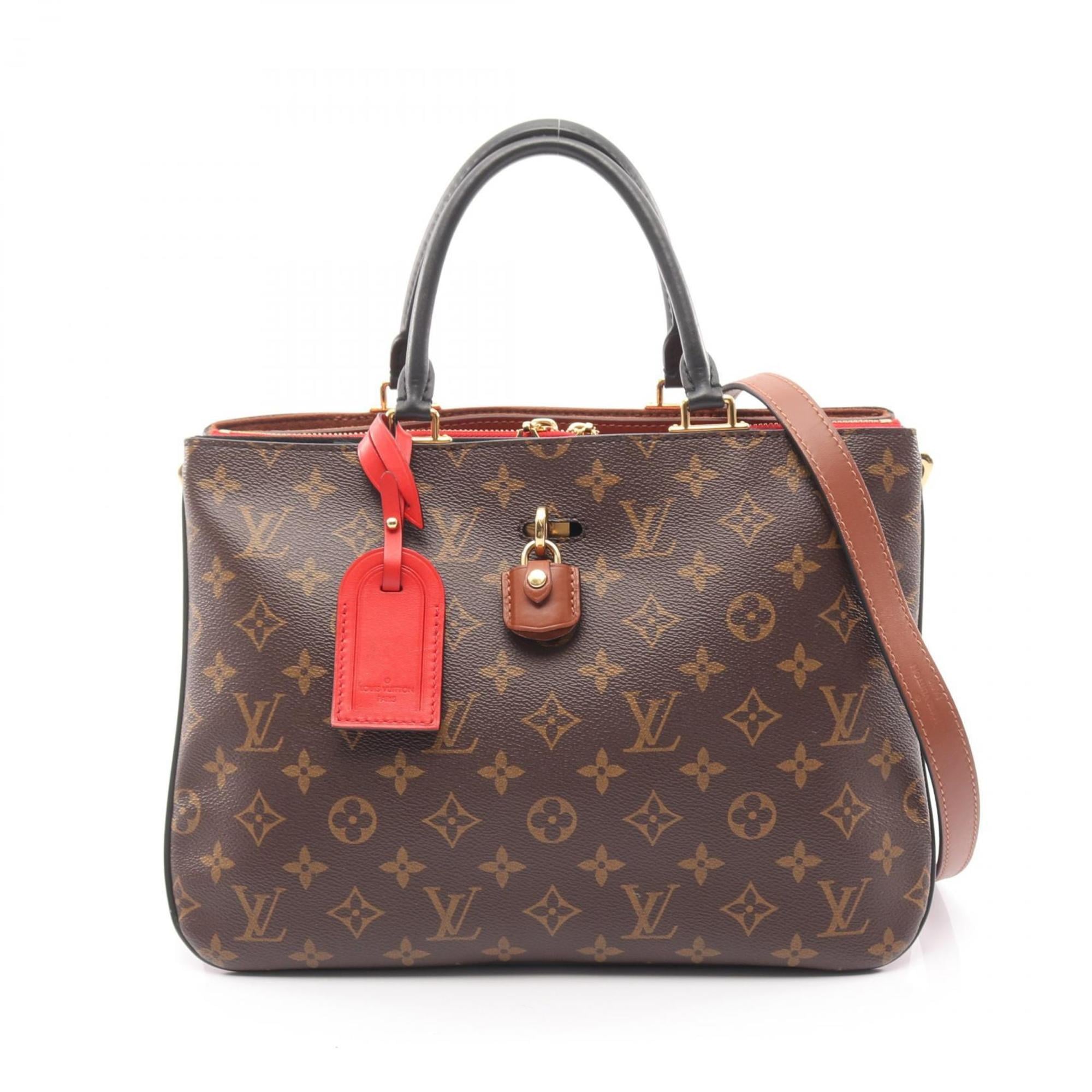 Louis Vuitton Black Brown Monogram Red Color Rouge Coated Canvas Leather Handbag (Pre-Owned)