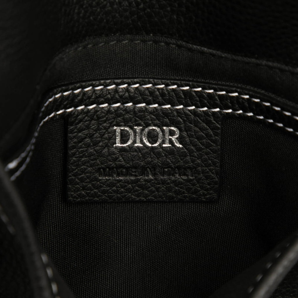 Christian Dior Black Leather Saddle Bag Shoulder Bag (Pre-Owned)