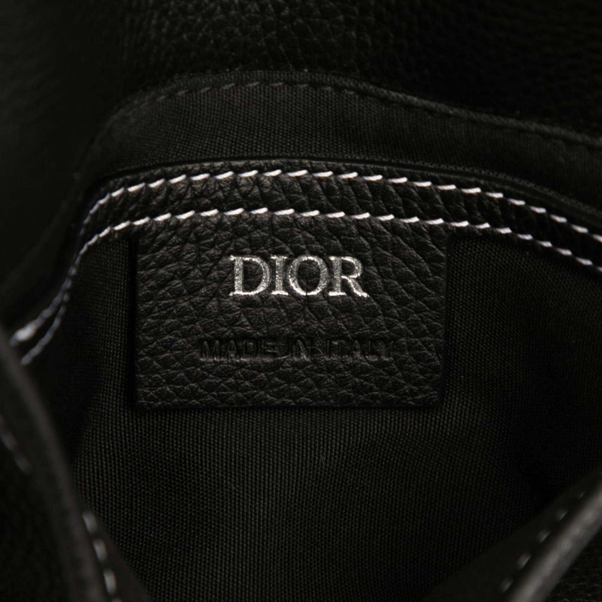Christian Dior Black Leather Saddle Bag Shoulder Bag (Pre-Owned)