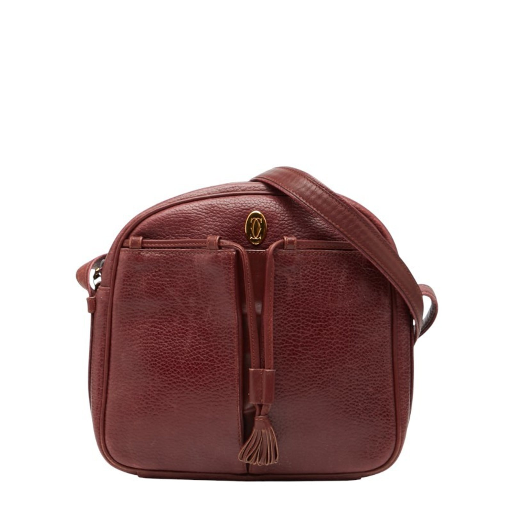 Cartier Bordeaux Wine Red Leather Shoulder Bag (Pre-Owned)