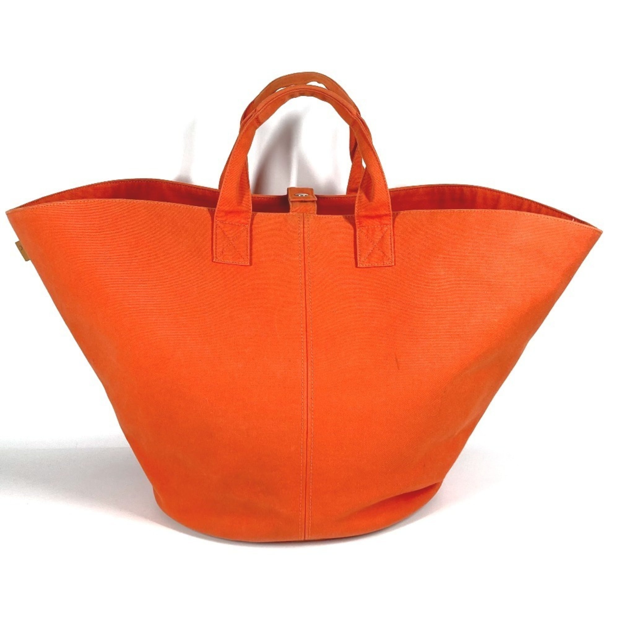 Hermes Orange Cotton Boston Bag Handbag Shoulder Bag Tote Bag (Pre-Owned)