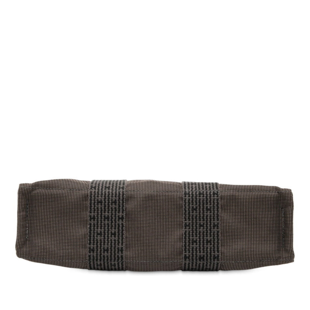Hermes Black Gray Canvas Handbag Tote Bag (Pre-Owned)