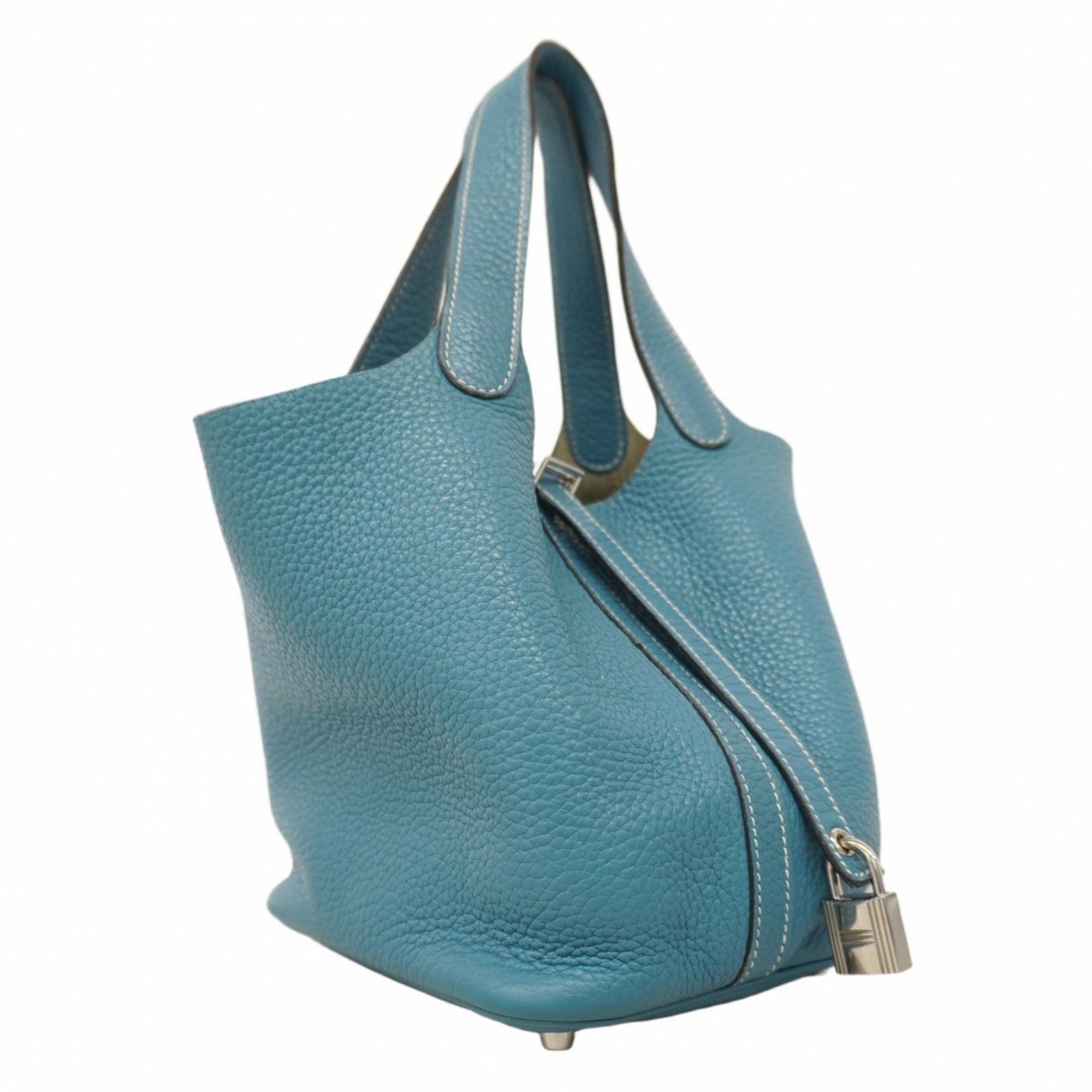 Hermes Blue Jean Taurillon Clemence Leather Handbag (Pre-Owned)