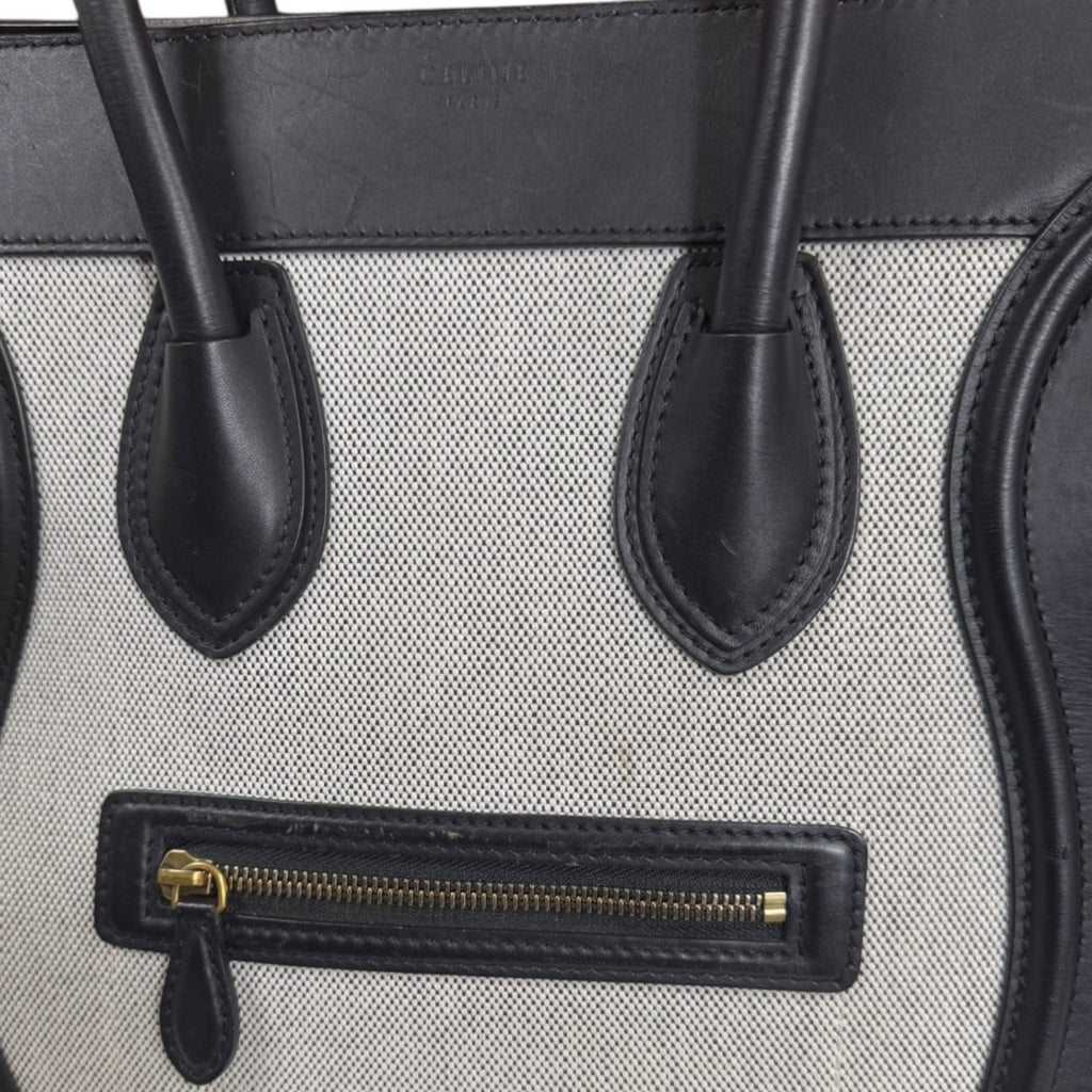 Celine Black Khaki White Leather Handbag (Pre-Owned)