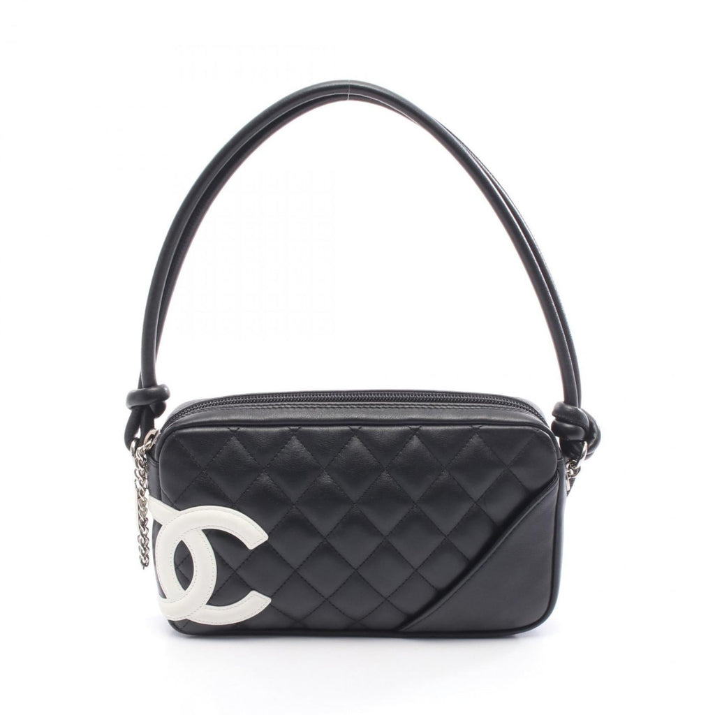 Chanel Black White Leather Handbag (Pre-Owned)