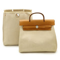 Hermes Brown Light Brown Natural Toile Officier Leather Backpack Handbag (Pre-Owned)