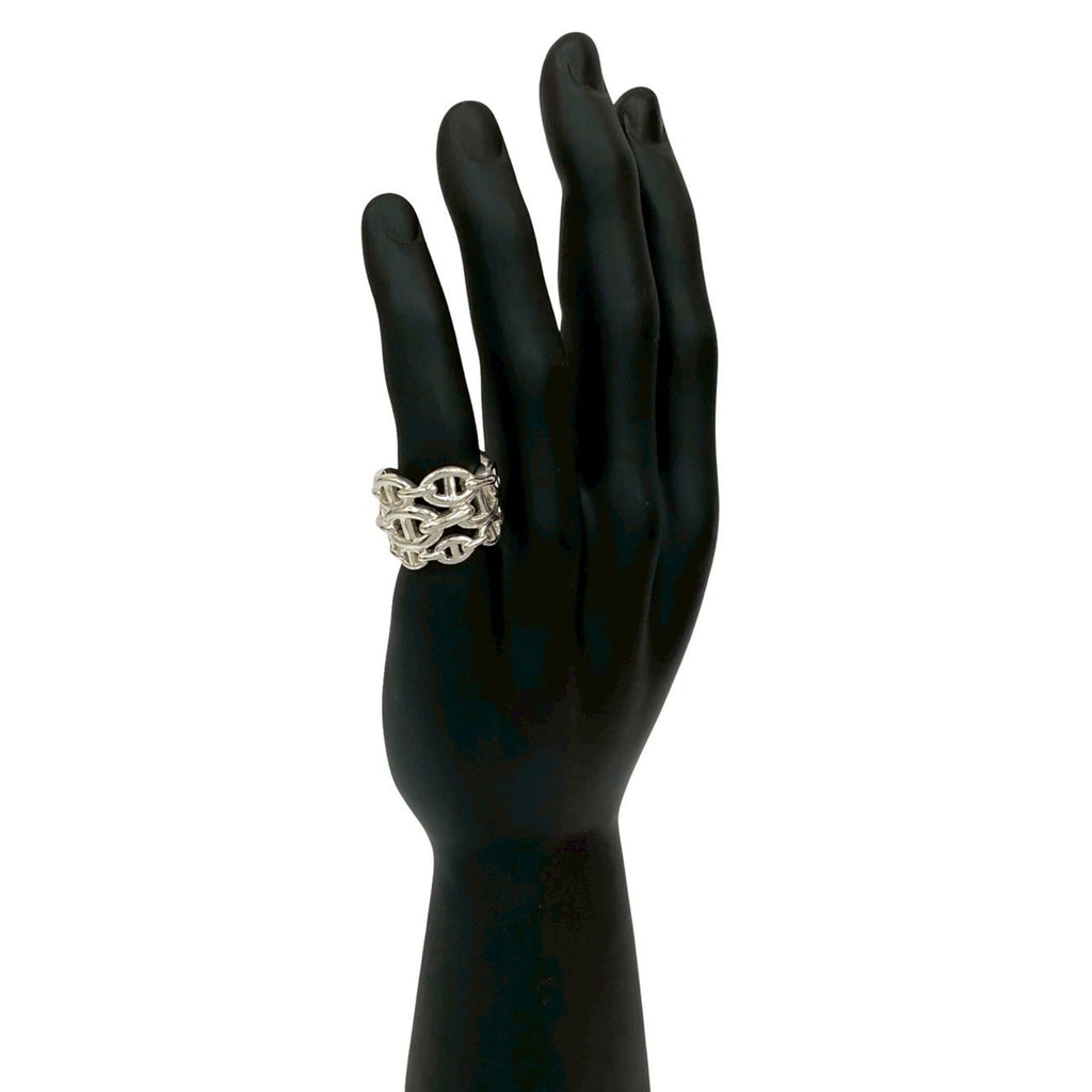 Hermes Silver Silver 925 Band Ring (Pre-Owned)