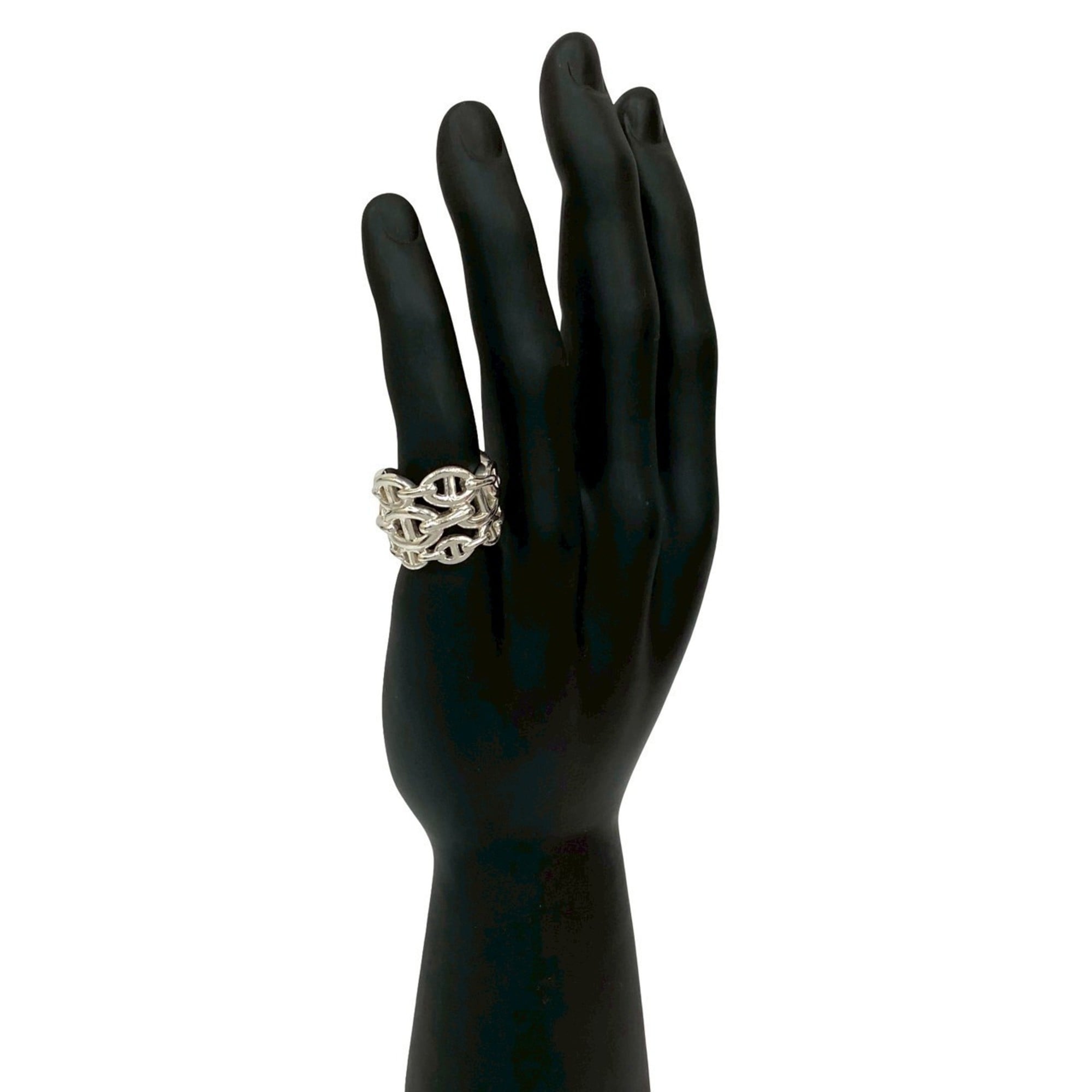 Hermes Silver Silver 925 Band Ring (Pre-Owned)