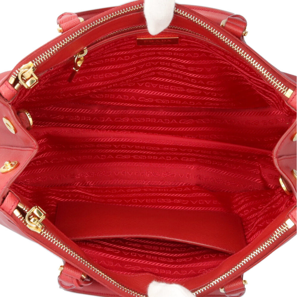 Prada Saffiano Fuoco Red Color Leather Shoulder Bag (Pre-Owned)