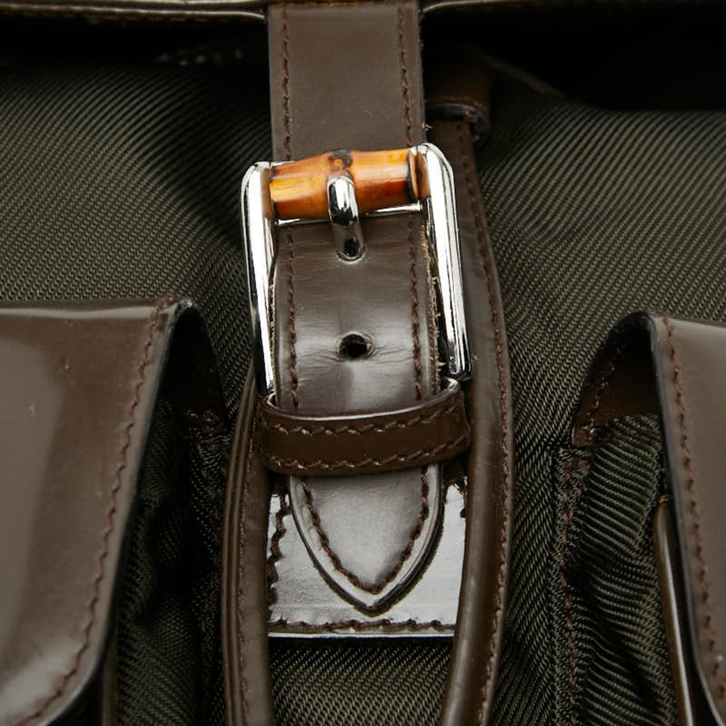 Gucci Brown Nylon Patent Leather Backpack (Pre-Owned)