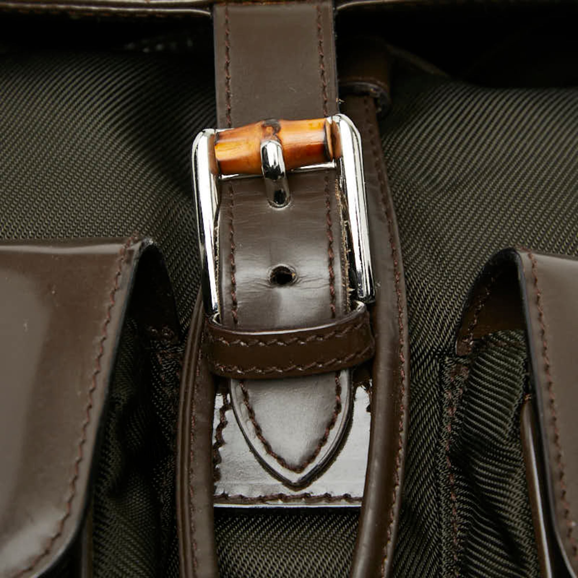 Gucci Brown Nylon Patent Leather Backpack (Pre-Owned)