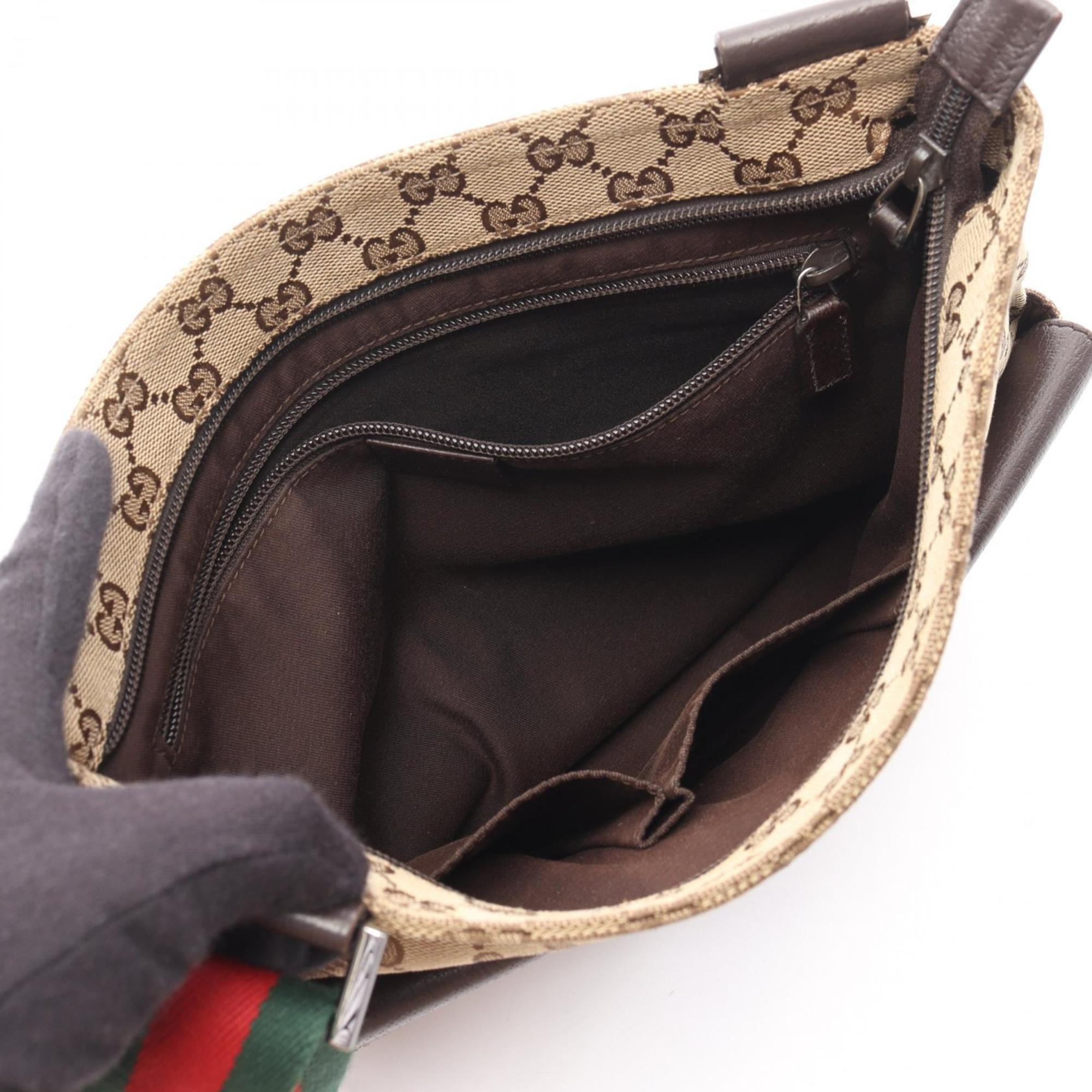Gucci Beige Brown Multi-Color Gg Canvas Leather Shoulder Bag (Pre-Owned)