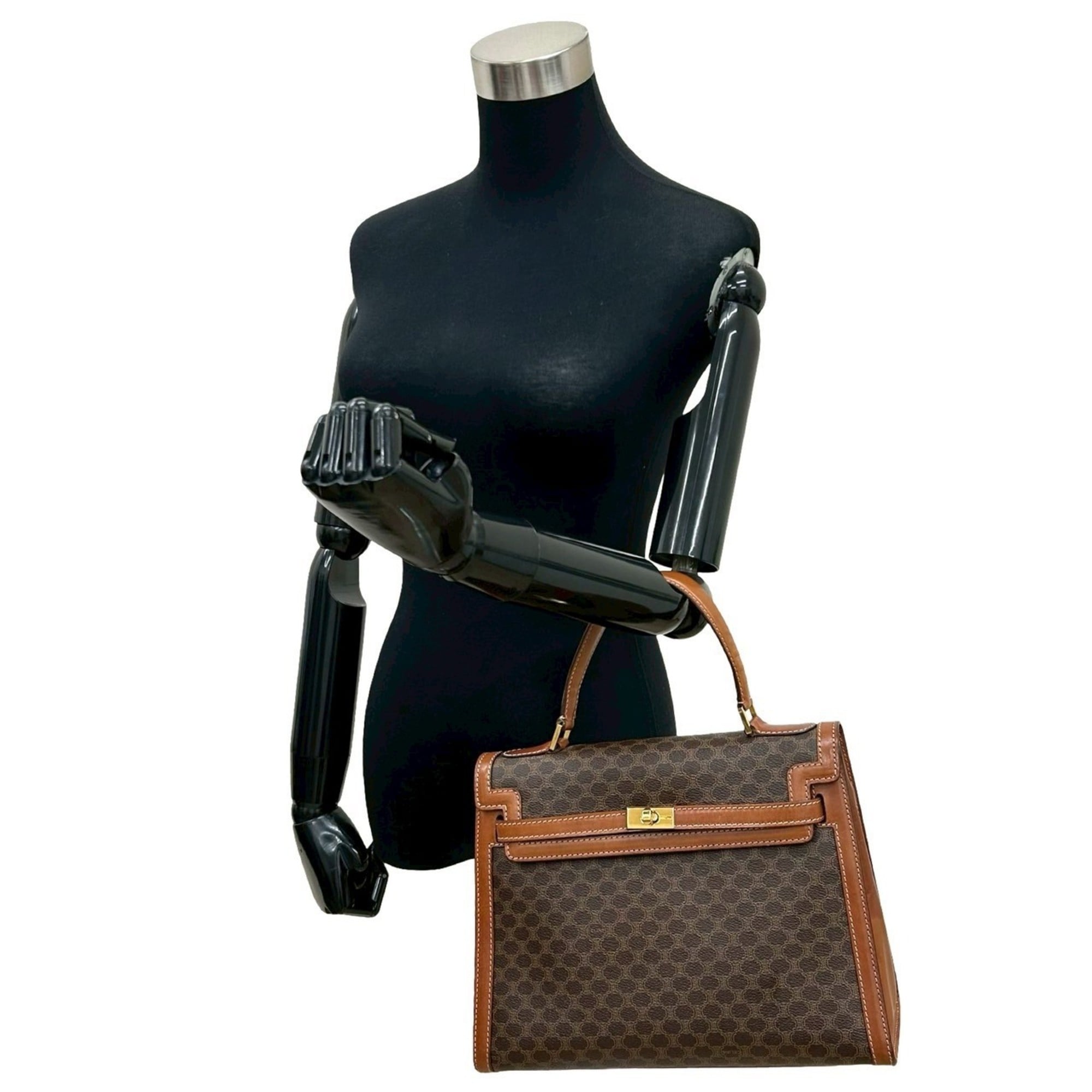 Celine Brown Leather Pvc Handbag Tote Bag (Pre-Owned)