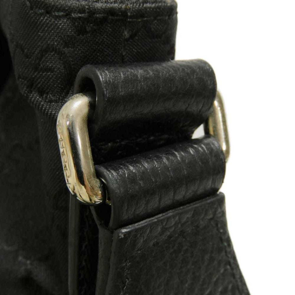 Gucci Black Nylon Gg Canvas Leather Messenger Bag Shoulder Bag (Pre-Owned)