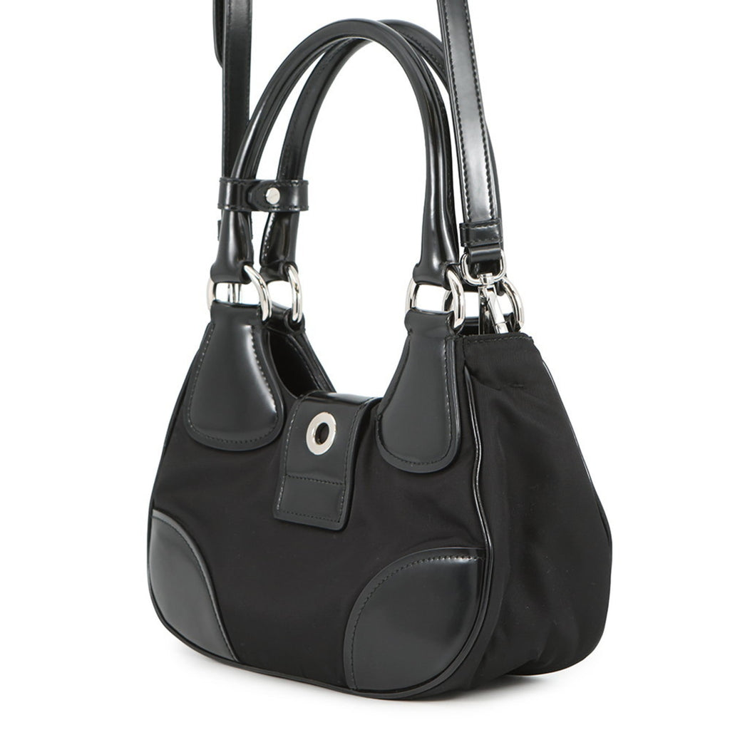 Prada Black Leather Nylon Handbag (Pre-Owned)
