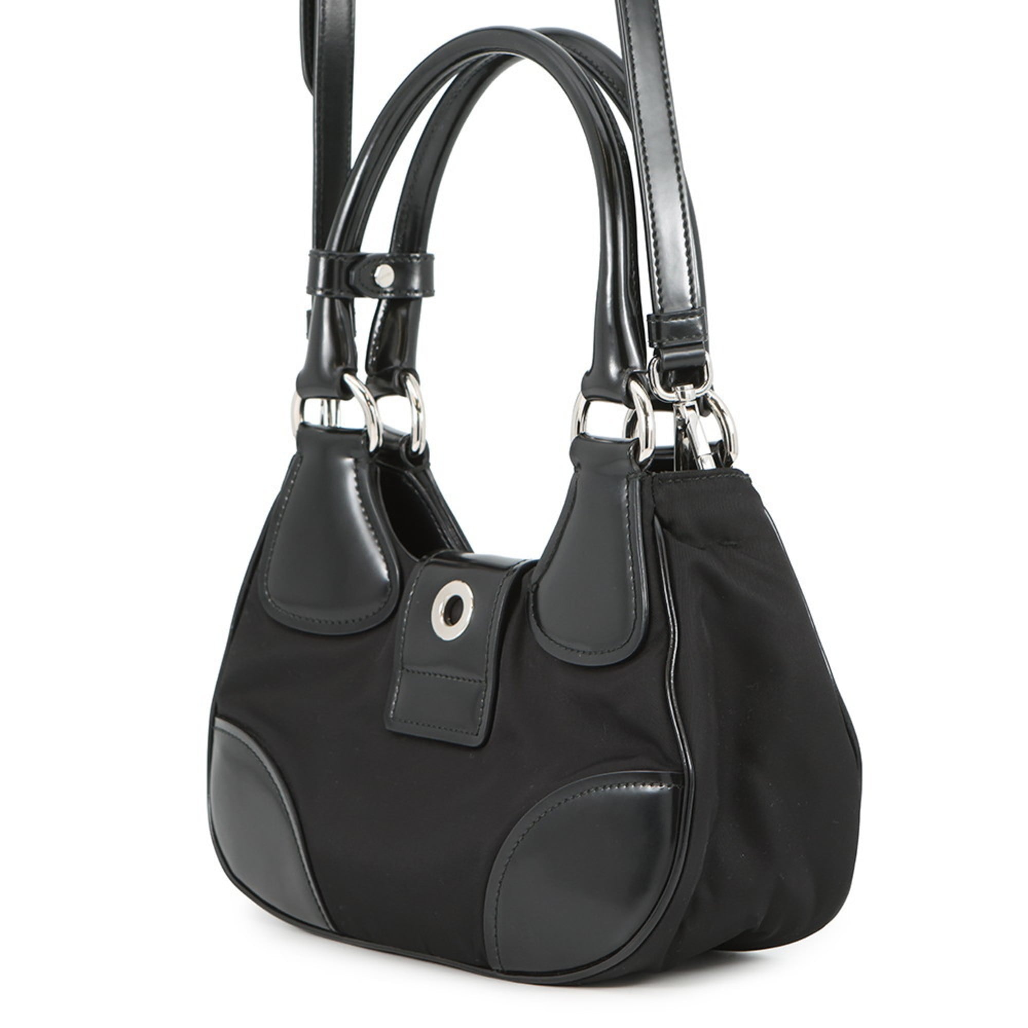 Prada Black Leather Nylon Handbag (Pre-Owned)