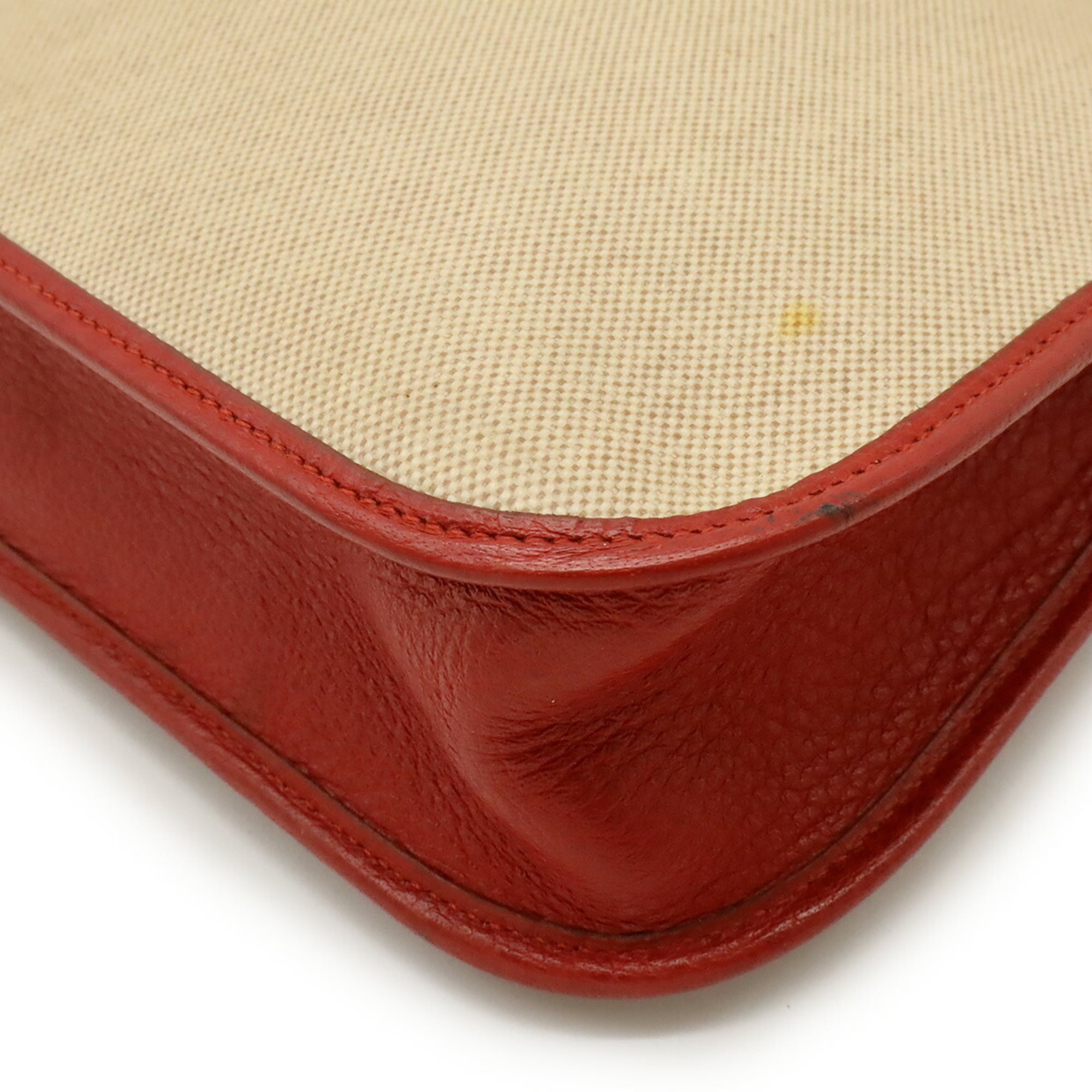 Hermes Vespa Beige Red Color Toile H Leather Shoulder Bag (Pre-Owned)