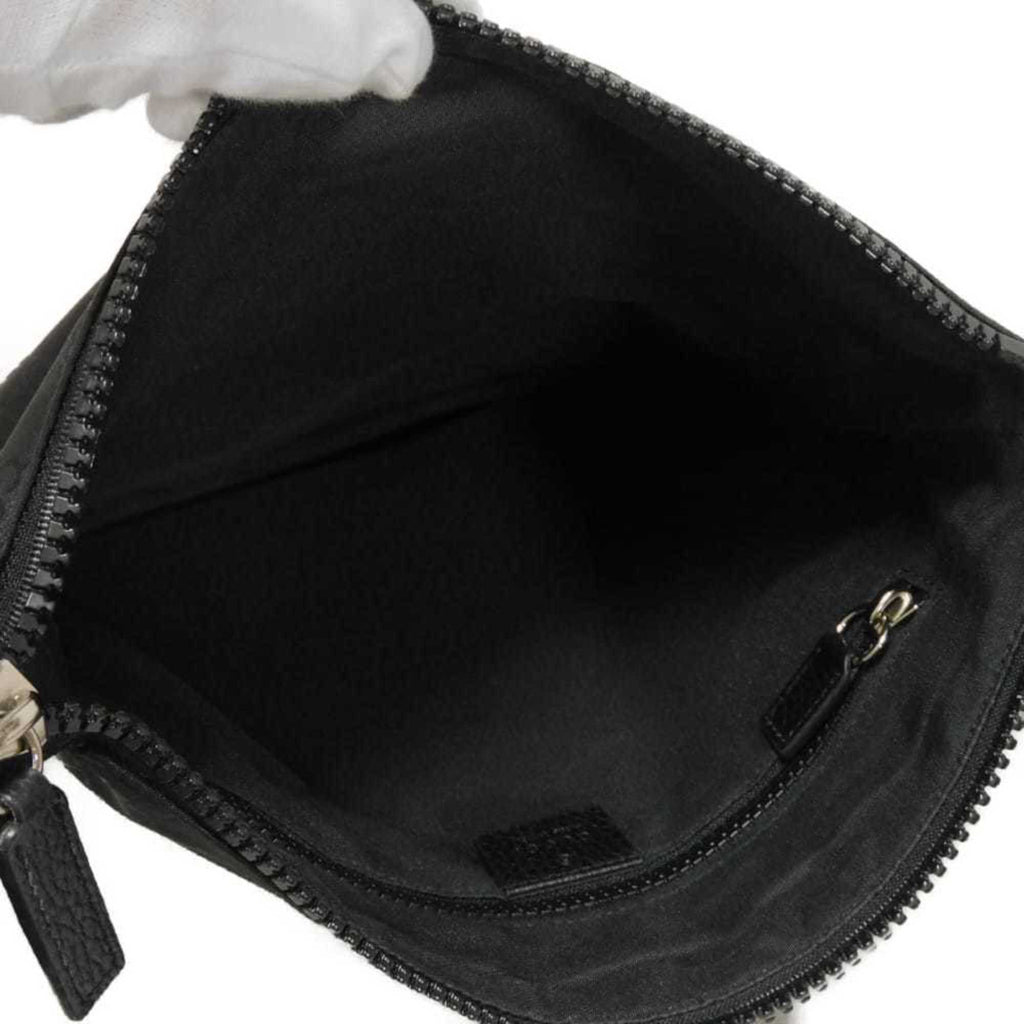 Gucci Black Nylon Gg Canvas Leather Messenger Bag Shoulder Bag (Pre-Owned)