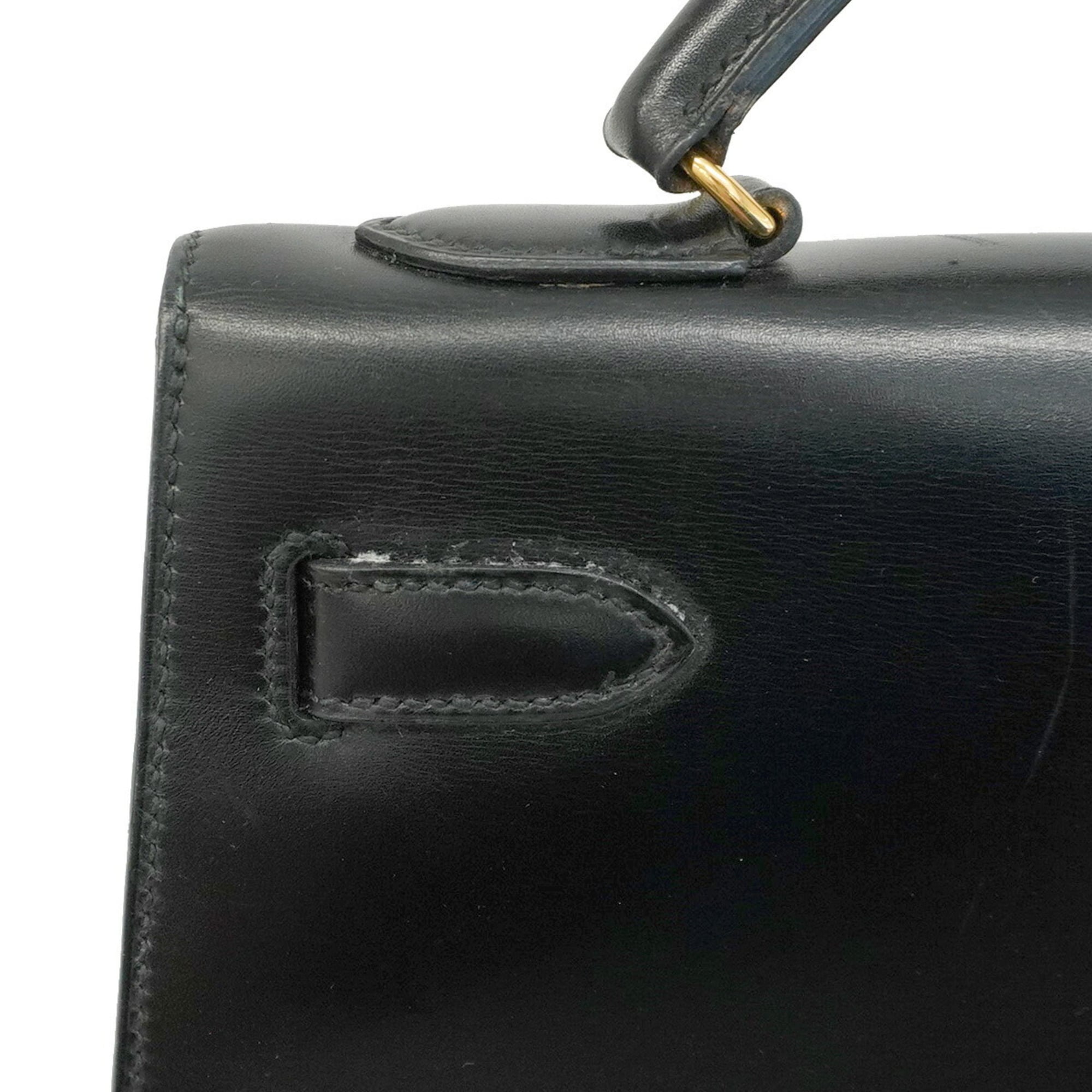 Hermes Black Box Calf Leather Handbag (Pre-Owned)