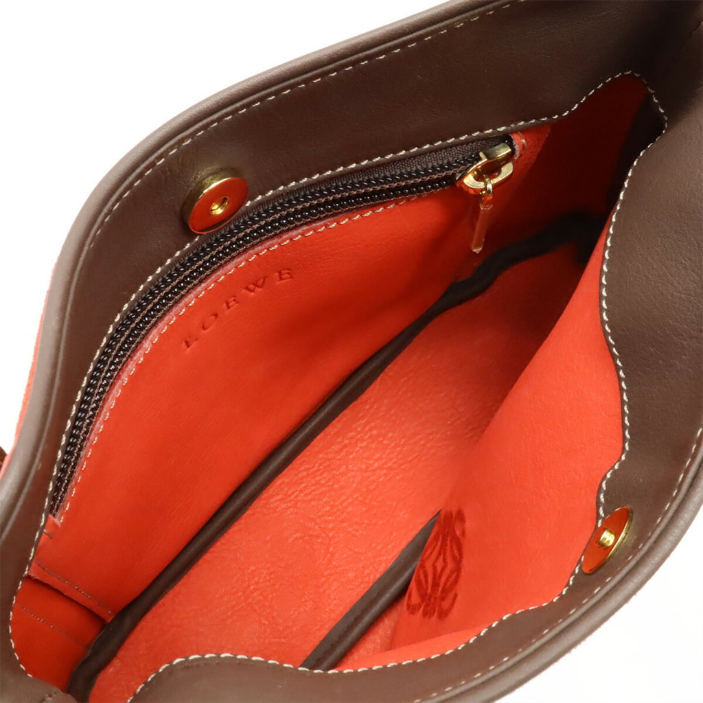 Loewe Brown Red Color Suede Leather Handbag Shoulder Bag (Pre-Owned)