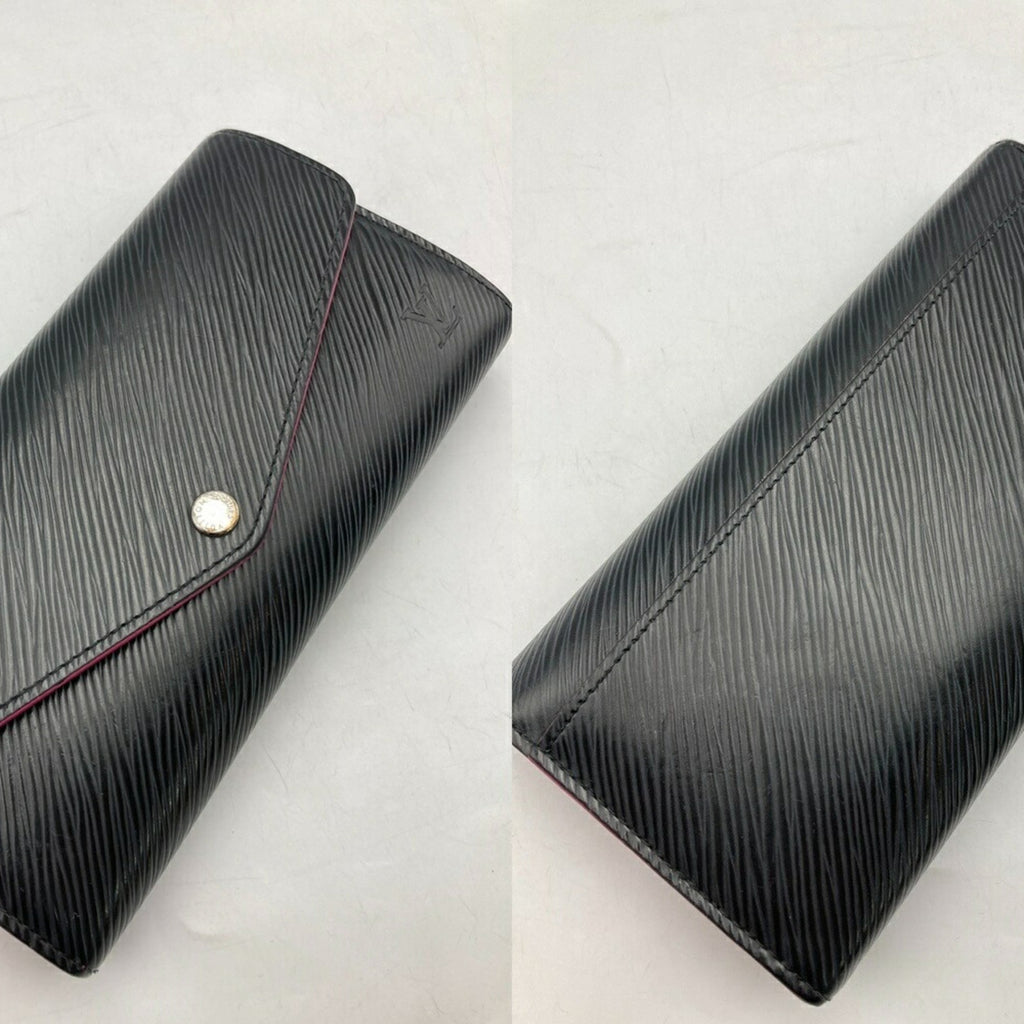 Louis Vuitton Black Leather Long Wallet (Bi-Fold) (Pre-Owned)