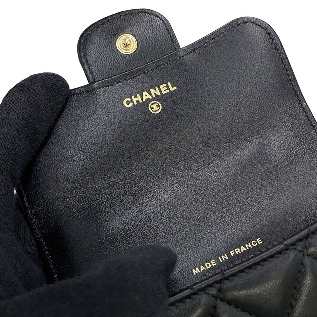 Chanel Matelasse Black Leather Chain/Shoulder Wallet (Pre-Owned)