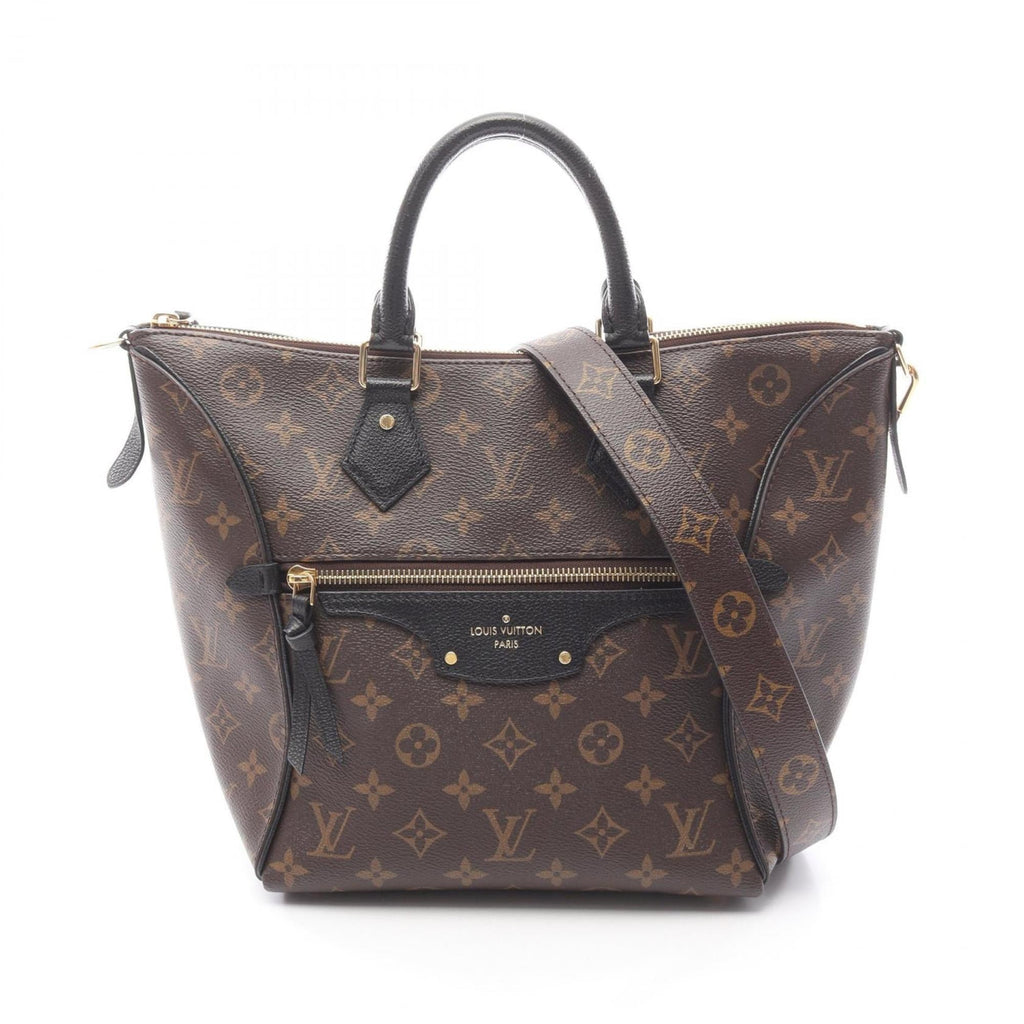 Louis Vuitton Black Brown Monogram Coated Canvas Leather Handbag (Pre-Owned)