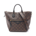 Louis Vuitton Black Brown Monogram Coated Canvas Leather Handbag (Pre-Owned)
